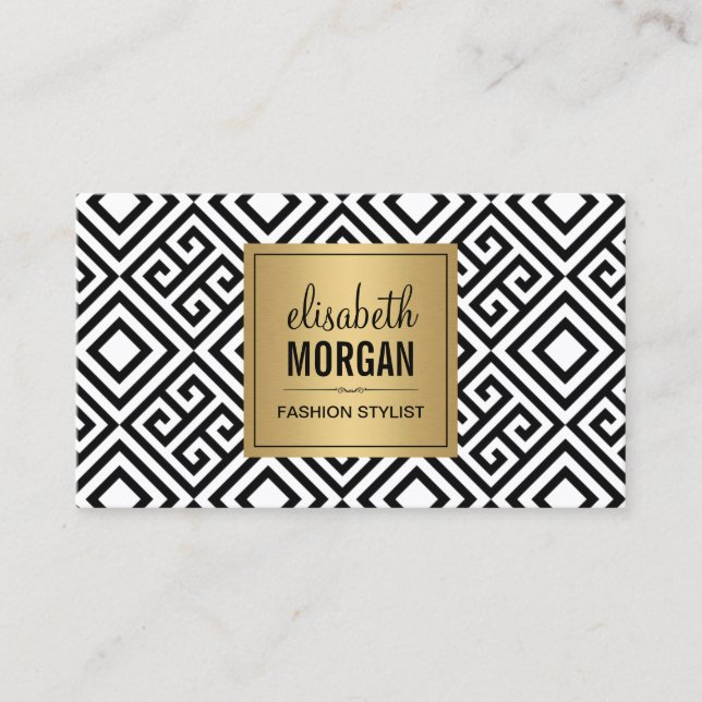 Carte De Visite Designer d'intérieur - Luxury Gold Black Geométriq (Devant)