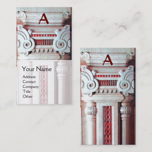 Carte De Visite DESIGNER INTÉRIEUR, ARCHITECTURE Monogramme Rouge  (Devant / Derrière)