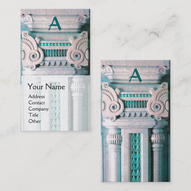 Carte De Visite DESIGNER INTÉRIEUR, ARCHITECTURE Monogramme Turquo (Devant / Derrière)