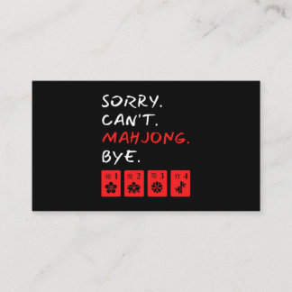 Carte De Visite Désolé Cant Mahjong Bye Joueur amusant
