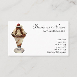 Carte De Visite Desserts Sundae vintages de crème glacée à chaud