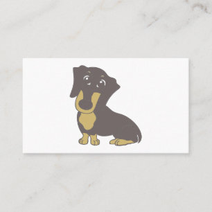 Carte De Visite dessin animé bleu et bronzé dachshund assis
