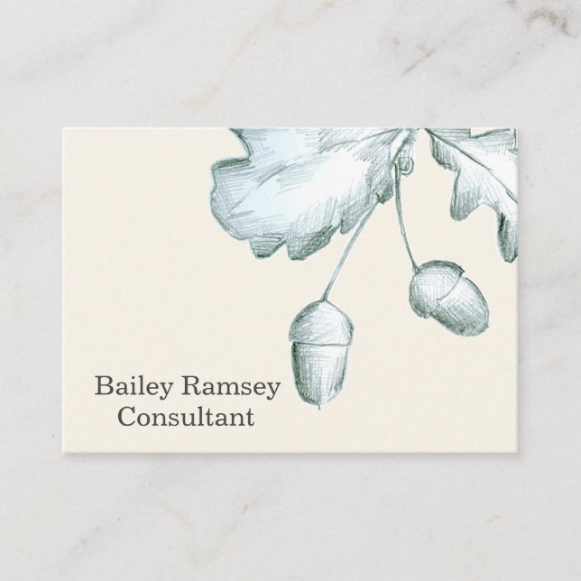 Carte De Visite Dessin au crayon botanique Feuille de chêne (Devant)