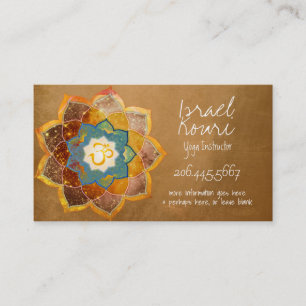 Carte De Visite Dessin de mandala à fleur Om dorée Or