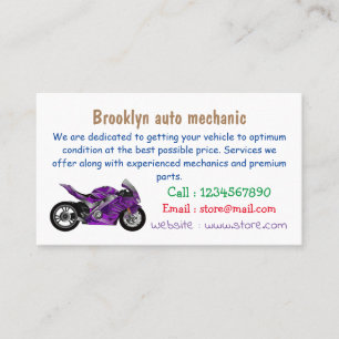 Carte De Visite Dessin de moto de sport violet