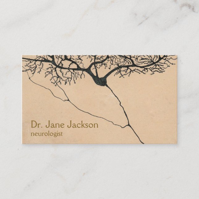 Carte De Visite Dessin de neurone Purkinje - Neurologue Sepia (Devant)