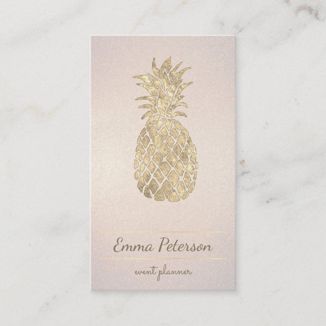 Carte De Visite dessin en ananas doré (Devant)