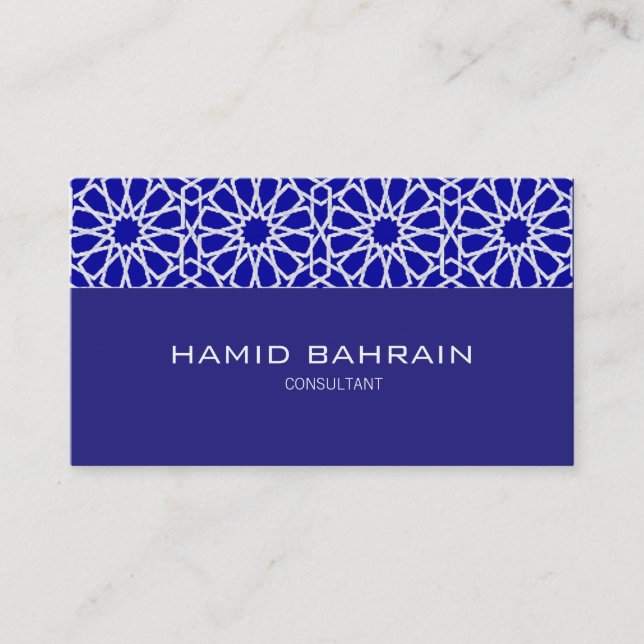 Carte De Visite Dessin géométrique islamique bleu (Devant)