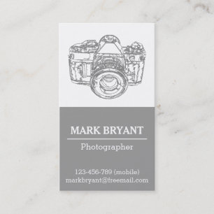 Carte De Visite Dessin gris d'appareil-photo, photographe