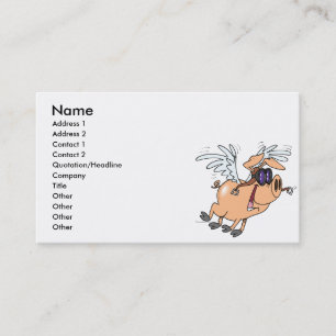 Carte De Visite dessin humoristique flyer cochon volant