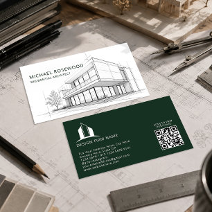 Carte De Visite Dessin technique d'architecte Sketch Vert