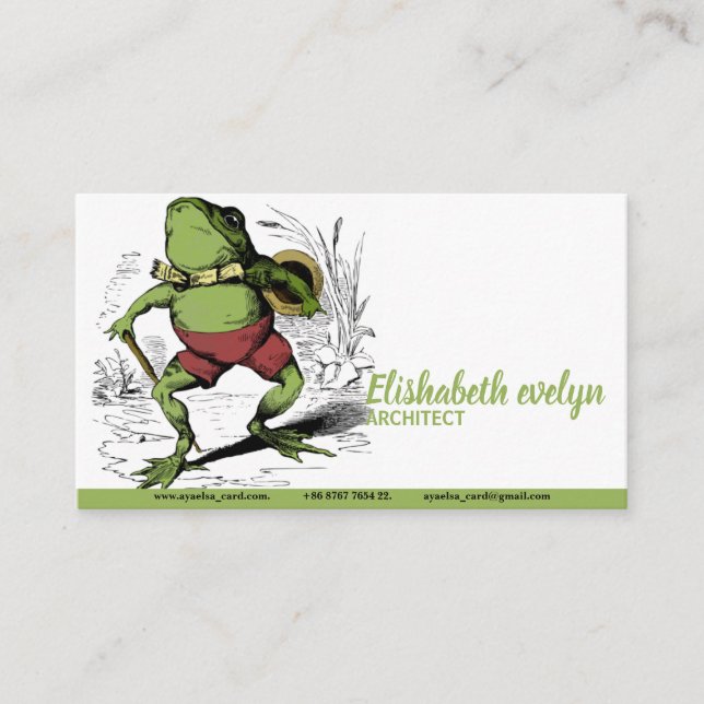 Carte De Visite Dessin Vintage de grenouille (Devant)