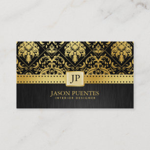 Carte De Visite Dessinateur d'intérieurs élégant de damassé de