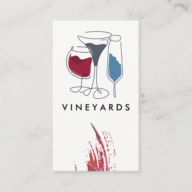 Carte De Visite Dessins de lunettes de vin artistiques | Créatif (Devant)