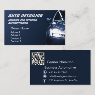 Carte De Visite Détail auto Automotive Lave-auto Marine Blue