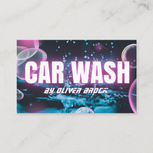 Carte De Visite Détail auto de lavage de voiture Automotive Neon