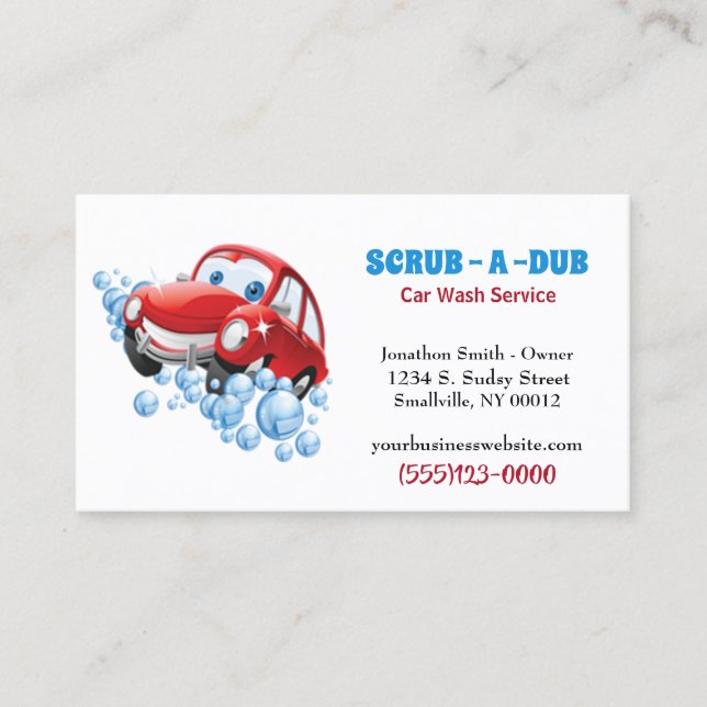 Carte De Visite Détail auto de voiture Service de lavage de voitur (Devant)