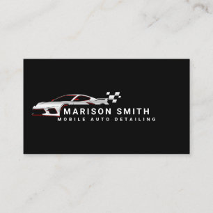Carte De Visite Détail auto noir, Logo de réparation automatique N