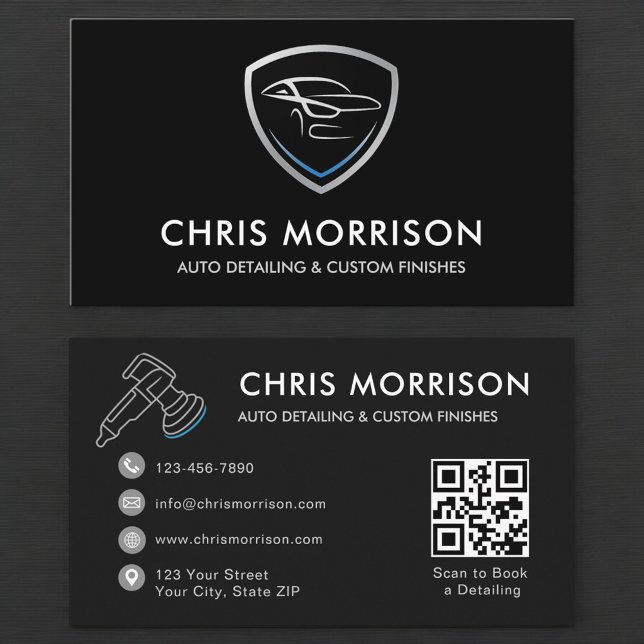 Carte De Visite Détail automatique personnalisé Code QR Logo du Bo (Créateur téléchargé)