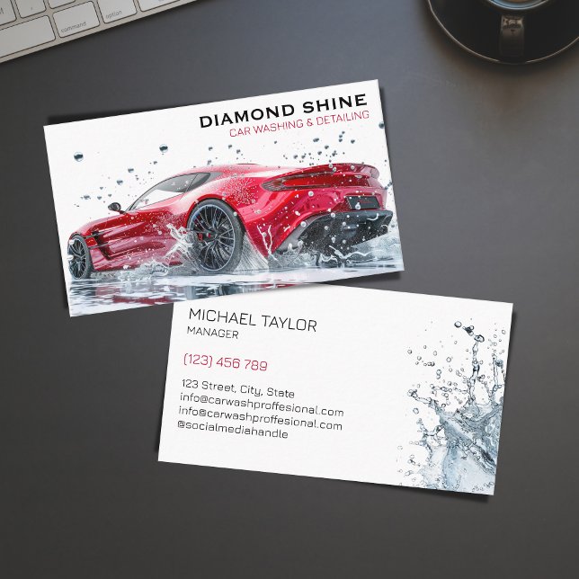 Carte De Visite Détail de la voiture professionnelle moderne netto (modern red sports car wash)