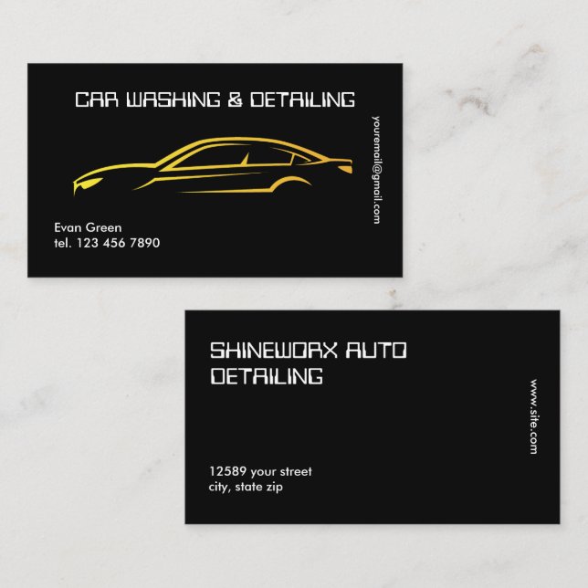 Carte De Visite Détail de la voiture Techno Noir Or (Devant / Derrière)