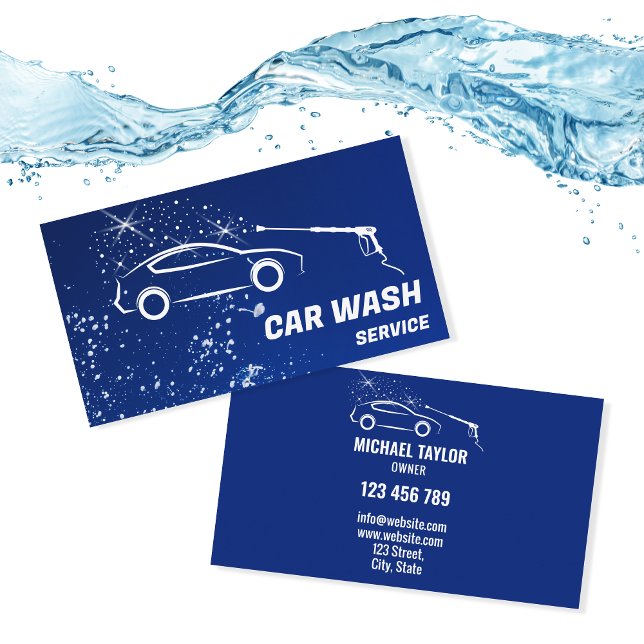 Carte De Visite Détail de l'auto de lavage de pression du service  (Professional Car Wash Business Logo Design)