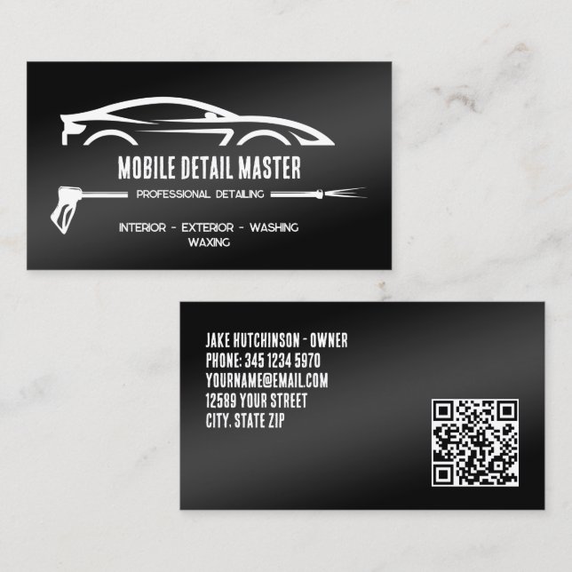 Carte De Visite 🚿 Détail du véhicule QR personnalisé (Devant / Derrière)
