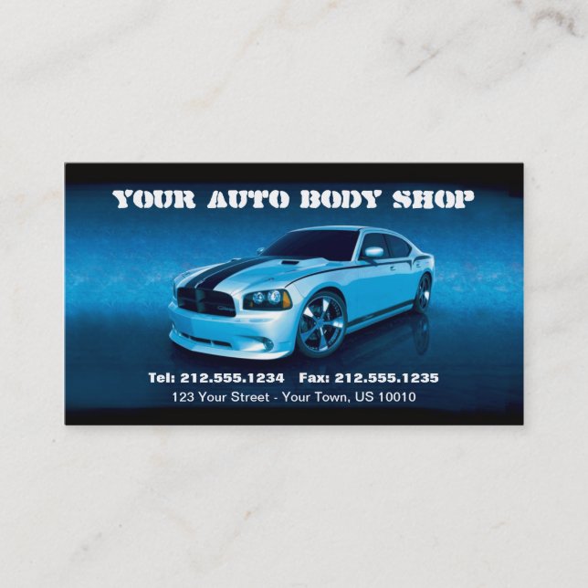 Carte De Visite Détailler automatique PERSONNALISABLE de voiture (Devant)