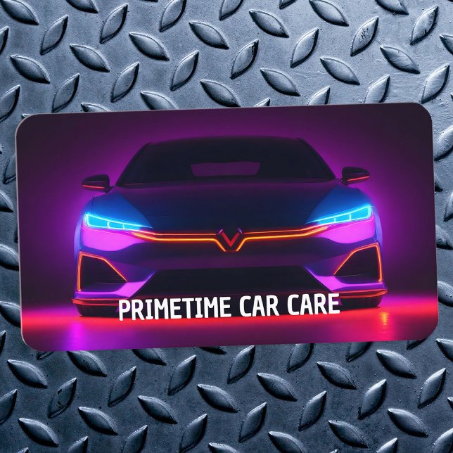 Carte De Visite 🏎️ Détailleur automatique Neon (Auto Detailer Neon Business Cards)