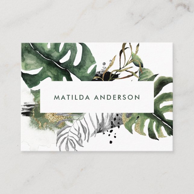 Carte De Visite Détails botaniques de feuillage et d'or (Devant)