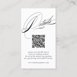 Carte De Visite Détails de calligraphie élégante Code QR