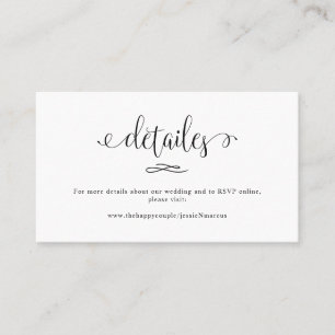 Carte De Visite Détails de mariage de calligraphie élégante