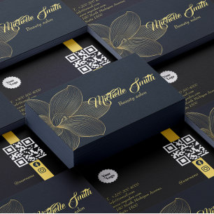 Carte De Visite Détails d'or Esthétique Qr Code médias sociaux