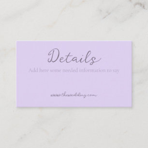 Carte De Visite Détails du Mariage de lavande minimaliste de monog