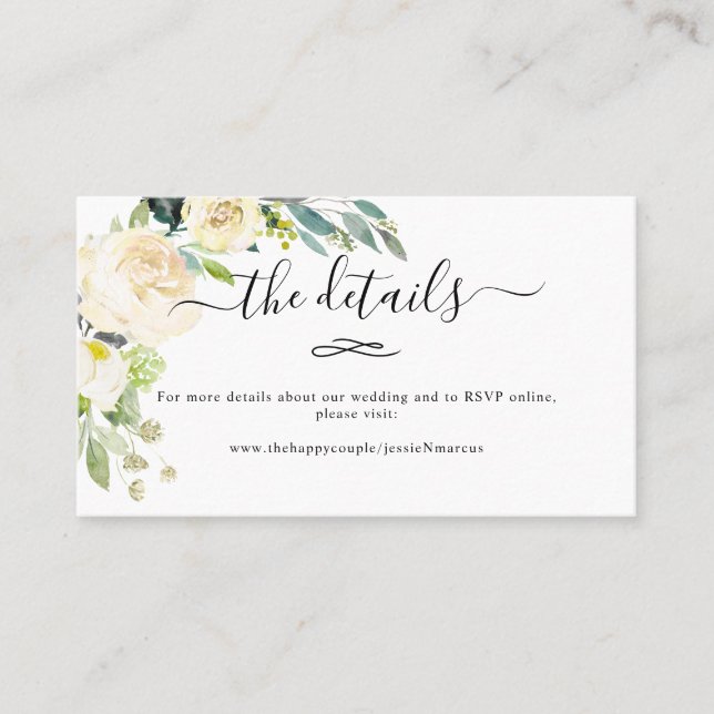 Carte De Visite Détails sur le Mariage des fleurs d'amortisseur d' (Devant)
