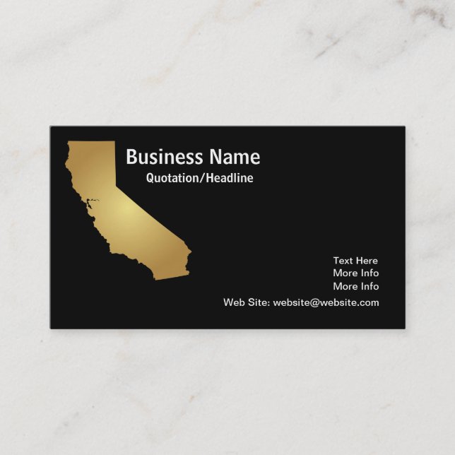 Carte de visite d'état de la Californie d'or (Devant)