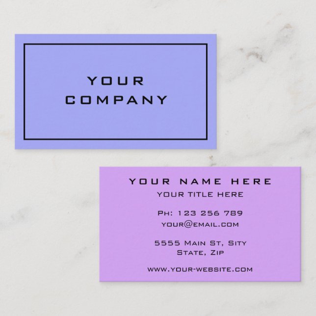 Carte De Visite Deux Couleurs Fraîches - Élégant Professionnel Mod (Devant / Derrière)