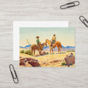 Carte De Visite Deux cowboys à cheval par Maynard Dixon