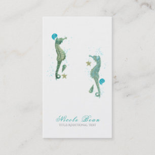 Carte De Visite Deux hippocampes aquarelle plage élégant chic