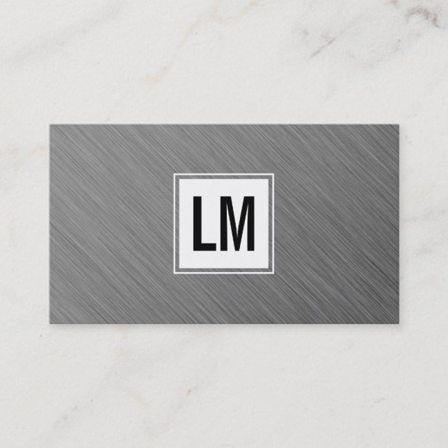 Carte De Visite Deux lettres Monogramme boîte blanche et métal (Devant)