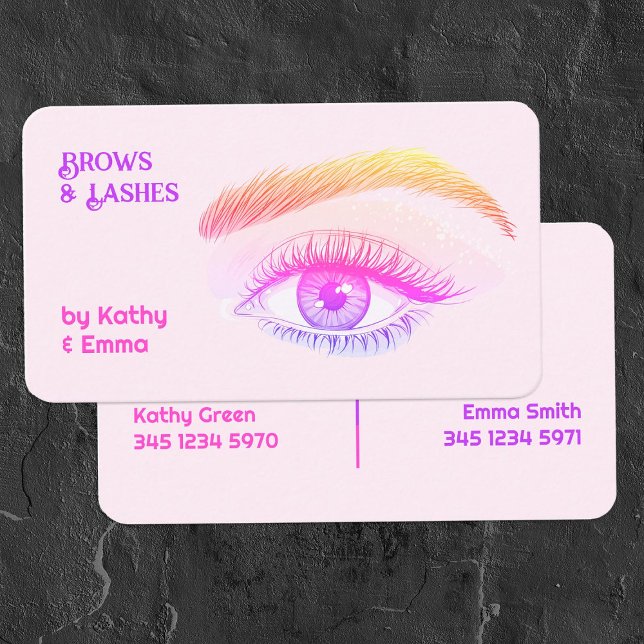 Carte De Visite Deux noms Brosses Lashes Tech (Two Names Brows Lashes Tech Business Cards)