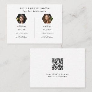Carte De Visite Deux personnes personnalisé QR Code photo Immobili