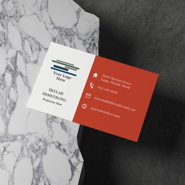 Carte De Visite Deux tons foncé Orange Votre logo Icônes Un côté (Créateur téléchargé)