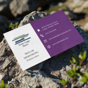 Carte De Visite Deux tons violet blanc Votre logo Icônes Un côté