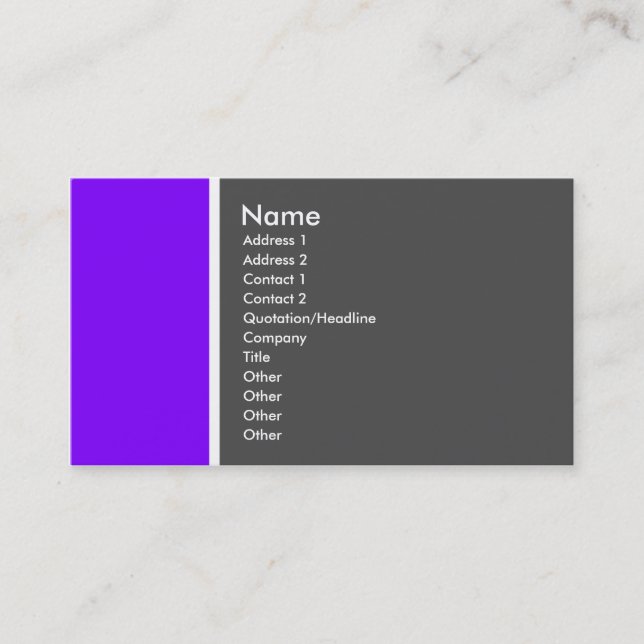 Carte De Visite Deux tons (violet et gris) - Customisé (Devant)