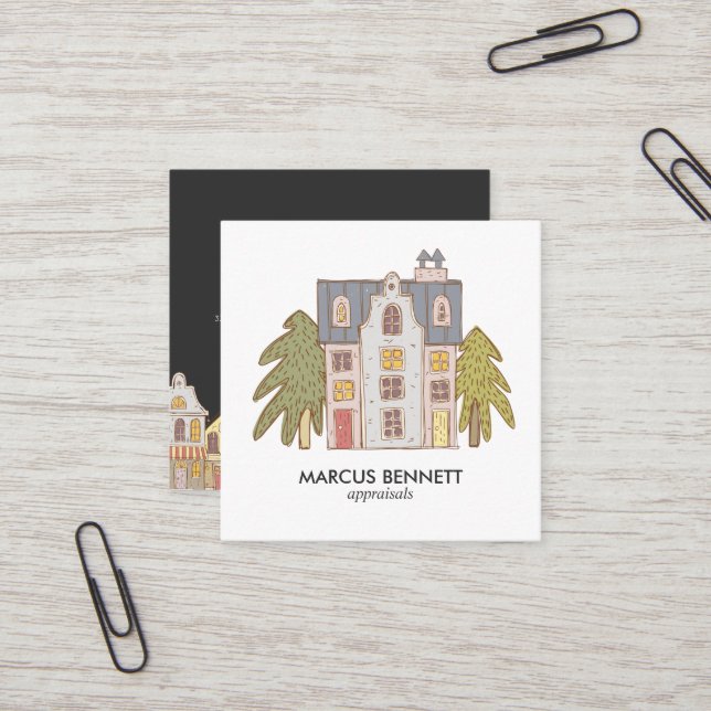 Carte de visite d'évaluateur immobilier tiré à la  (Devant/Arrière en situation)