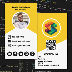 Carte De Visite Développeur d'applications - Jaune