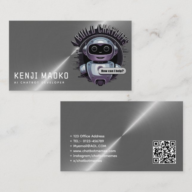 Carte De Visite Développeur de chatbot Ingénieur en intelligence a (Devant / Derrière)