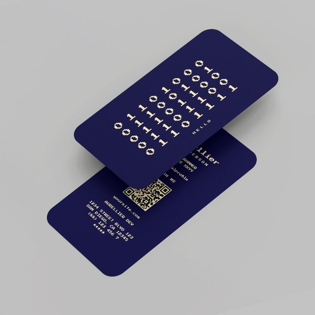 Carte De Visite Développeur de programmeur moderne Midnight Blue G (Modern Programmer Coder Dev Midnight Blue Gold Business Card
)
