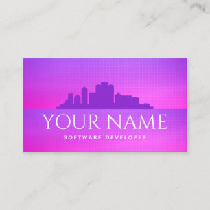Carte De Visite Développeur logiciel futuriste Retro City Paysage